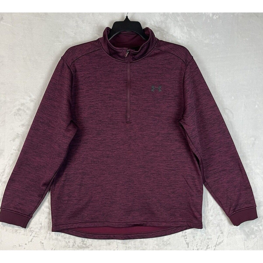 UNDER ARMOUR Men's Pullover XL Heathered 1/4 Zipper UA Fleece Loose Cold Gear